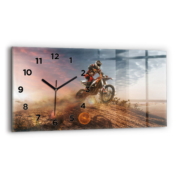 Horizontal wall clock Man on a motorcycle