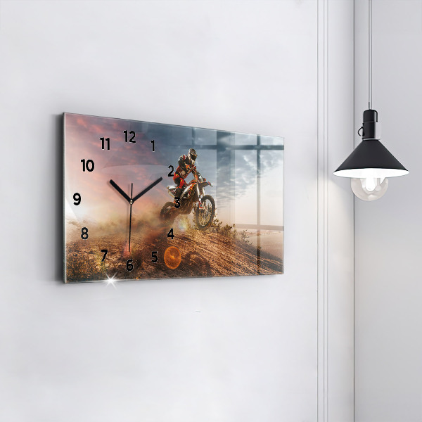 Horizontal wall clock Man on a motorcycle