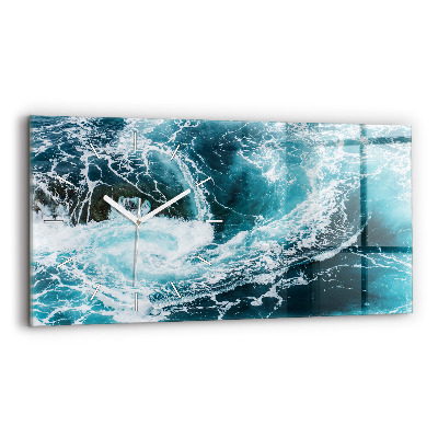 Horizontal wall clock Swirling foamy waves