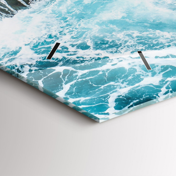 Horizontal wall clock Swirling foamy waves