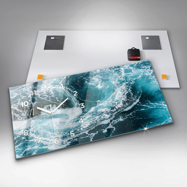 Horizontal wall clock Swirling foamy waves