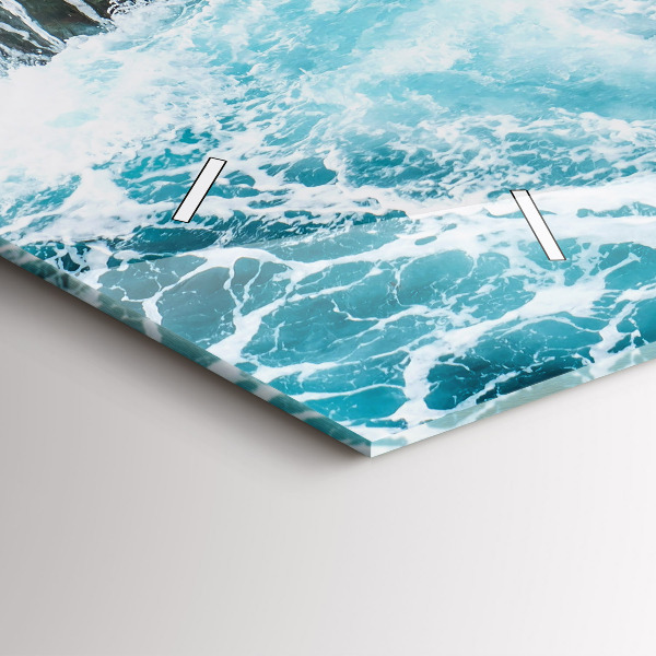 Horizontal wall clock Swirling foamy waves