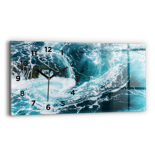 Horizontal wall clock Swirling foamy waves