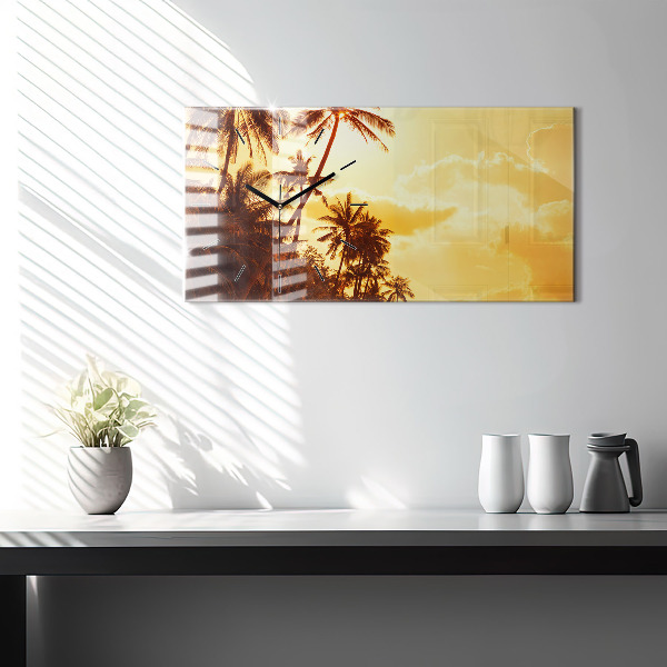 Horizontal wall clock Sunny palm trees