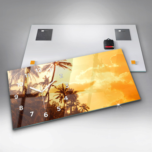 Horizontal wall clock Sunny palm trees