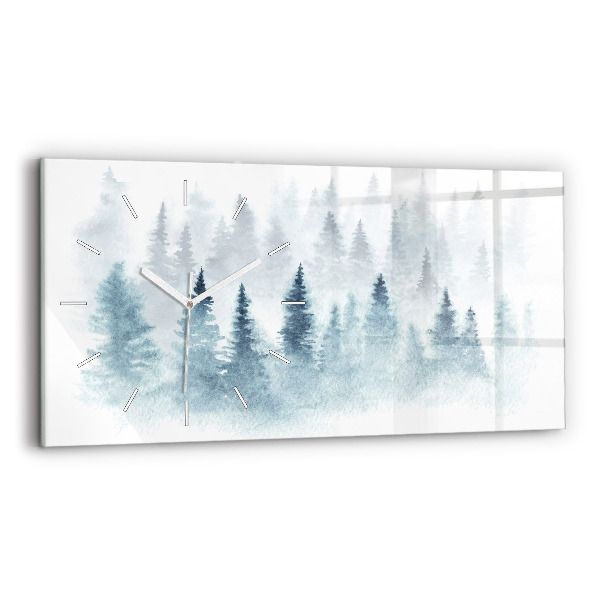 Horizontal wall clock Winter forest