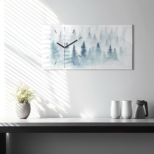 Horizontal wall clock Winter forest