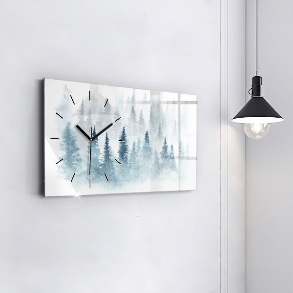 Horizontal wall clock Winter forest
