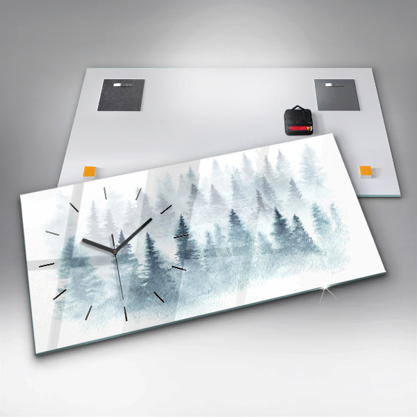 Horizontal wall clock Winter forest