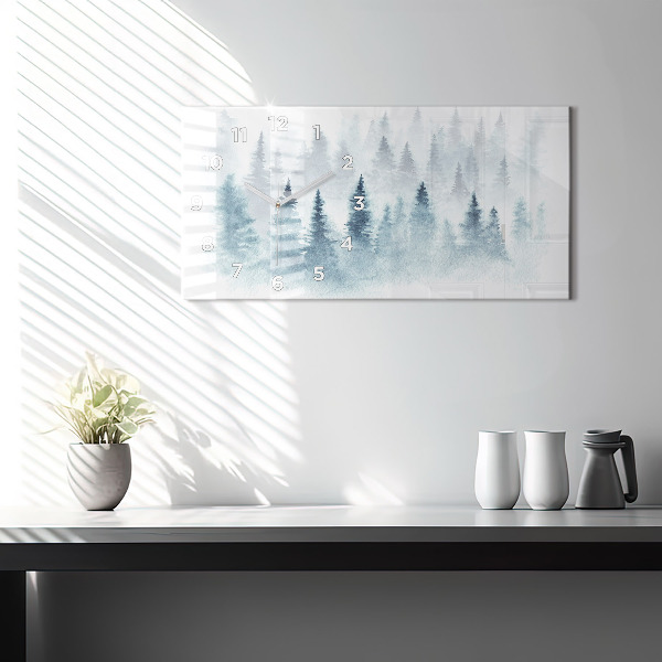 Horizontal wall clock Winter forest