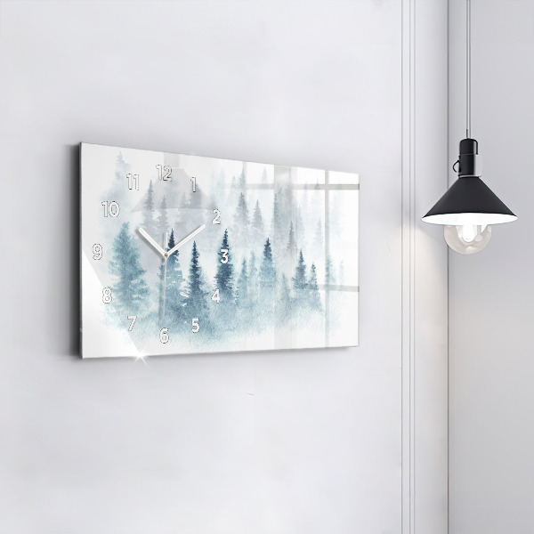 Horizontal wall clock Winter forest