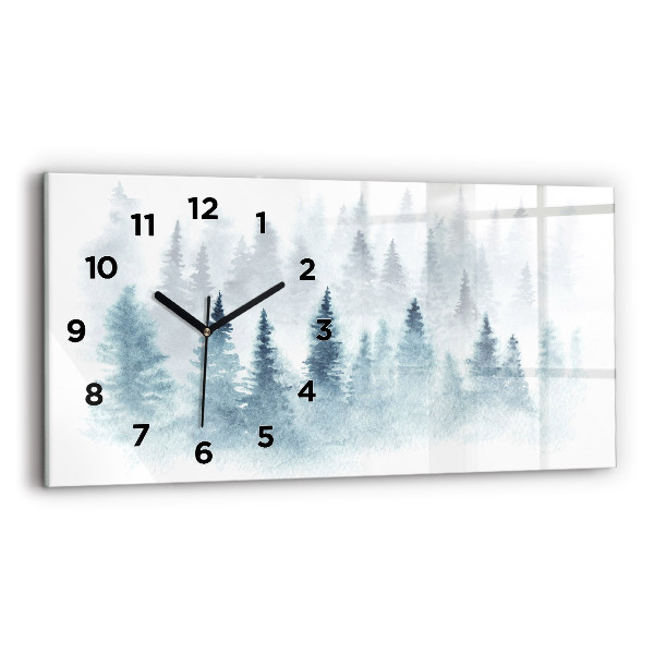 Horizontal wall clock Winter forest