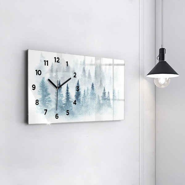 Horizontal wall clock Winter forest