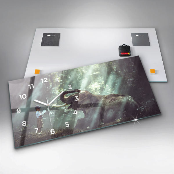 Horizontal wall clock A boy is reading a book