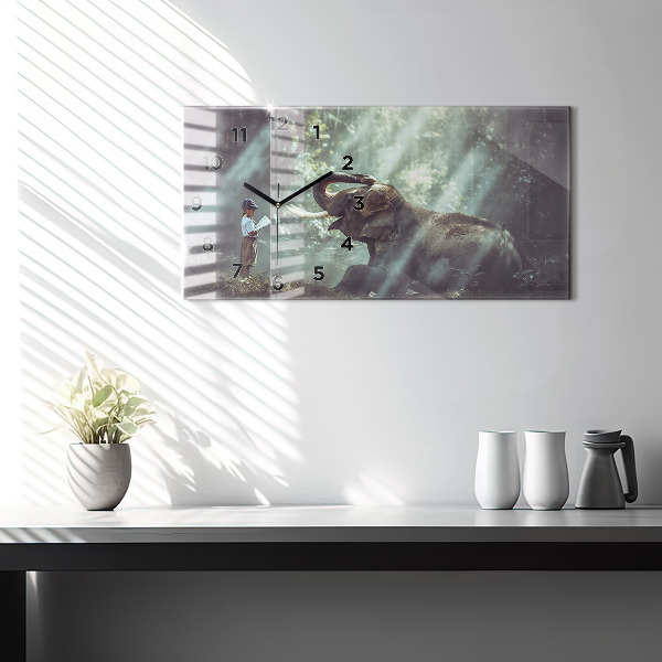 Horizontal wall clock A boy is reading a book