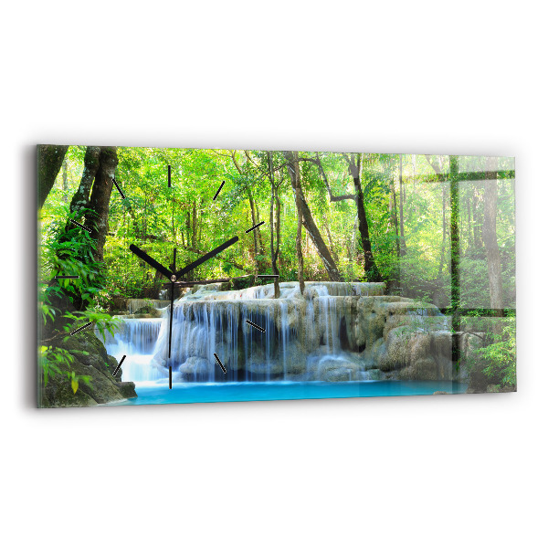 Horizontal wall clock Waterfall in the forest