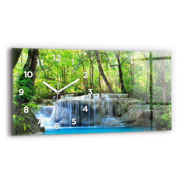 Horizontal wall clock Waterfall in the forest