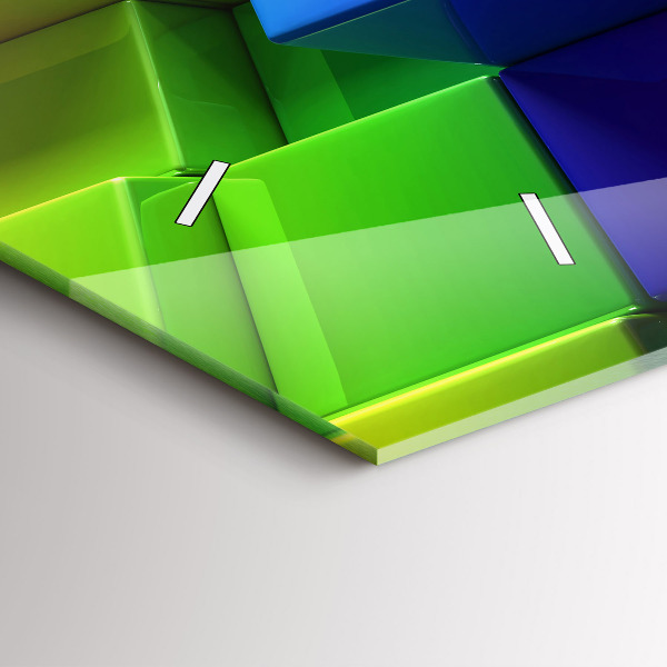 Horizontal wall clock Colored cubes