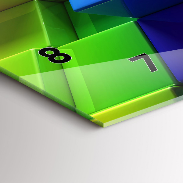 Horizontal wall clock Colored cubes