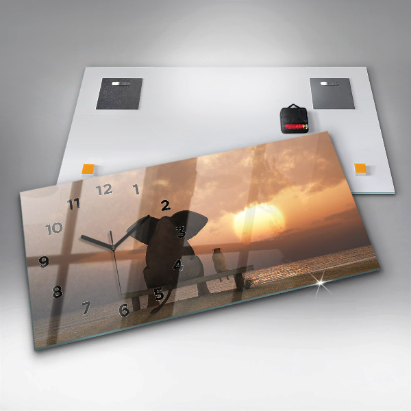 Horizontal wall clock Animals Sunset