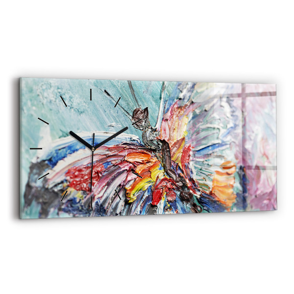Horizontal wall clock Fragment of oil art