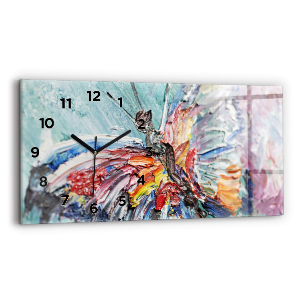 Horizontal wall clock Fragment of oil art