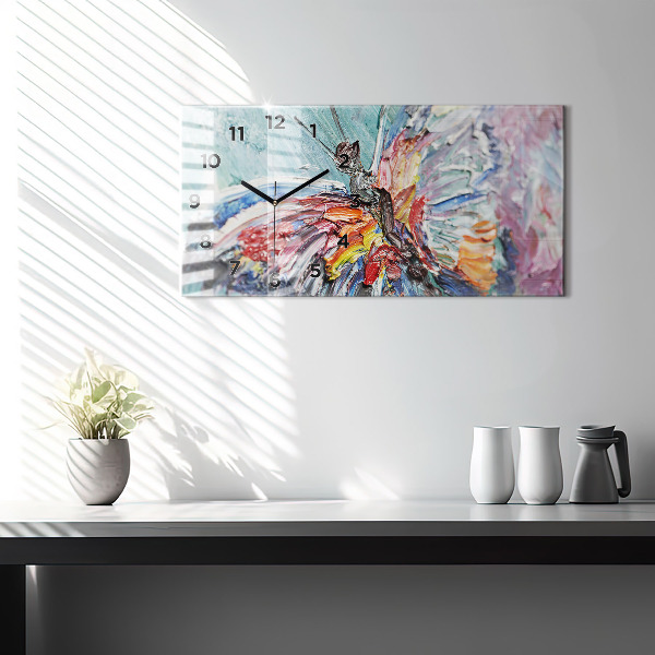 Horizontal wall clock Fragment of oil art