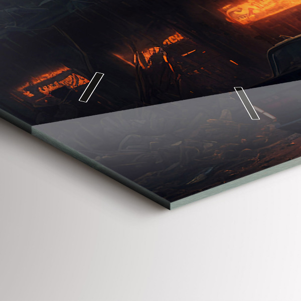 Horizontal wall clock Apocalyptic building