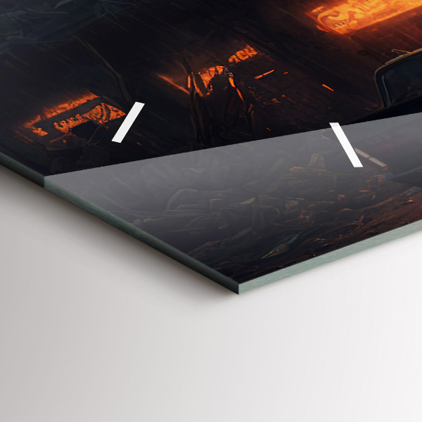 Horizontal wall clock Apocalyptic building