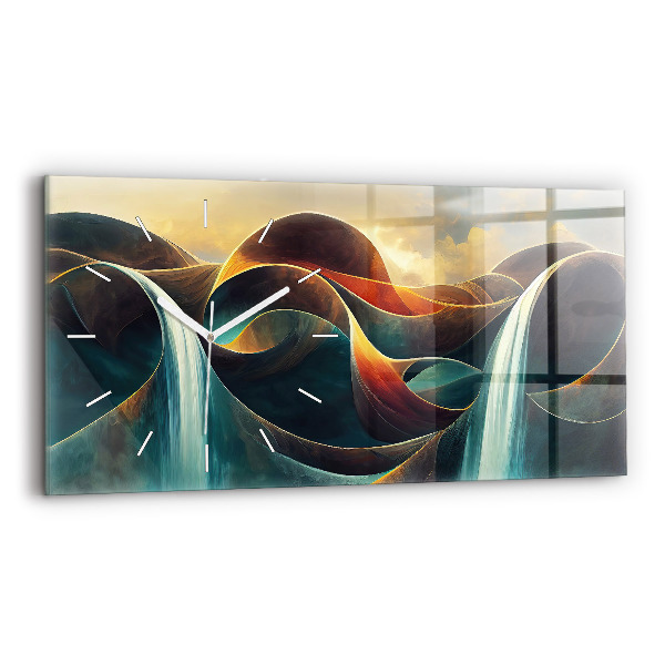 Horizontal wall clock Flowing waterfall background