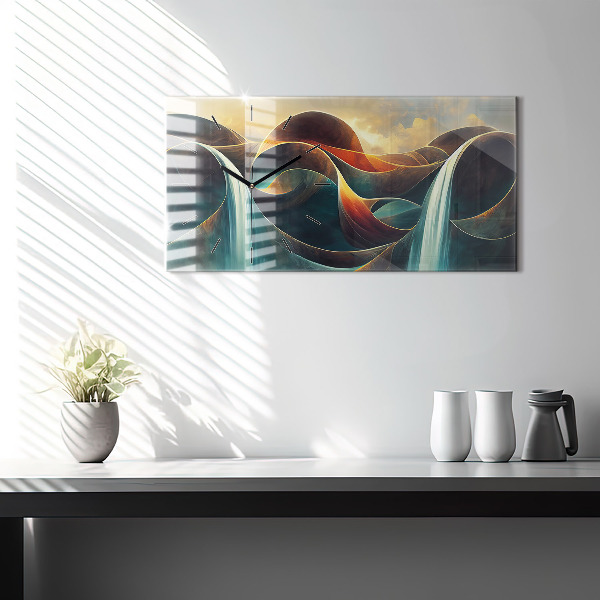 Horizontal wall clock Flowing waterfall background