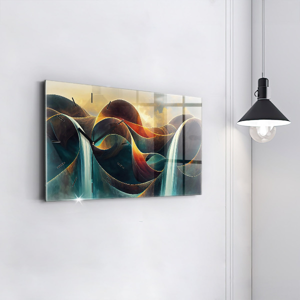 Horizontal wall clock Flowing waterfall background