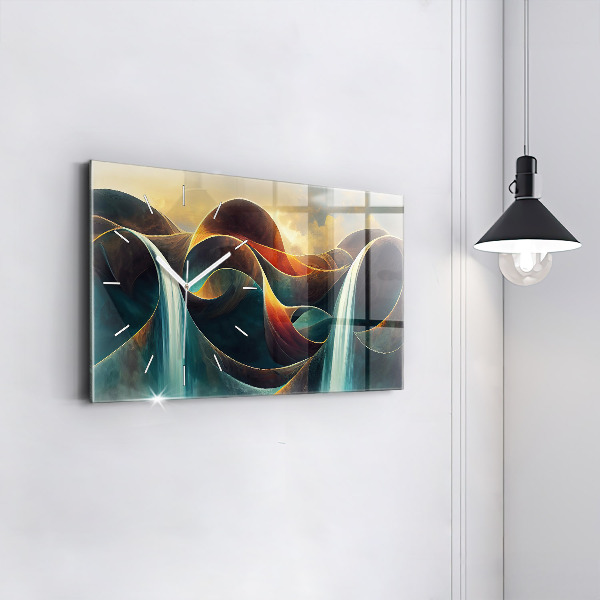 Horizontal wall clock Flowing waterfall background