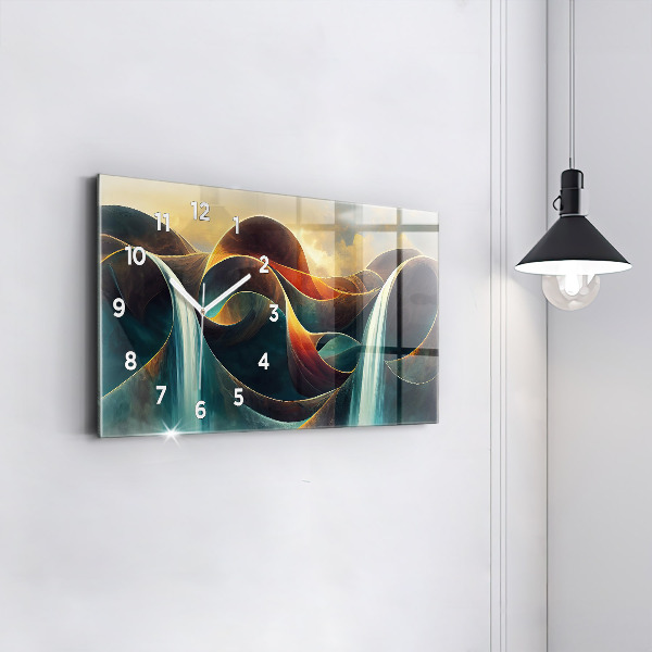 Horizontal wall clock Flowing waterfall background