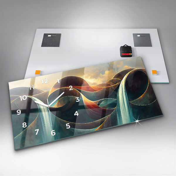 Horizontal wall clock Flowing waterfall background