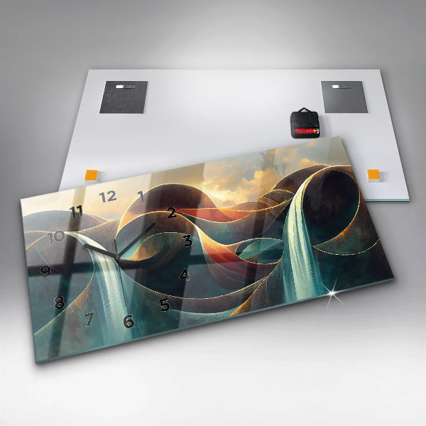 Horizontal wall clock Flowing waterfall background