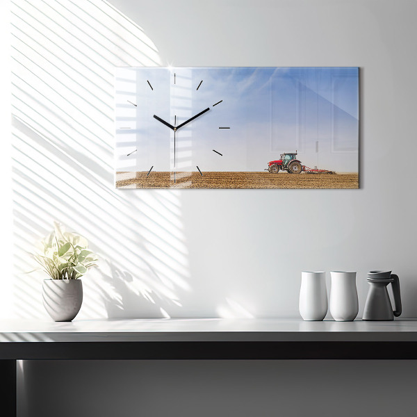 Horizontal wall clock Farmer on a tractor