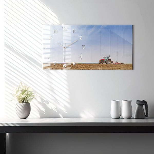 Horizontal wall clock Farmer on a tractor