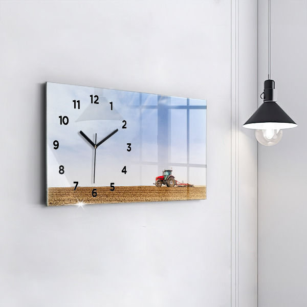 Horizontal wall clock Farmer on a tractor