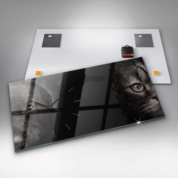 Horizontal wall clock Scottish Fold Dog and Cat