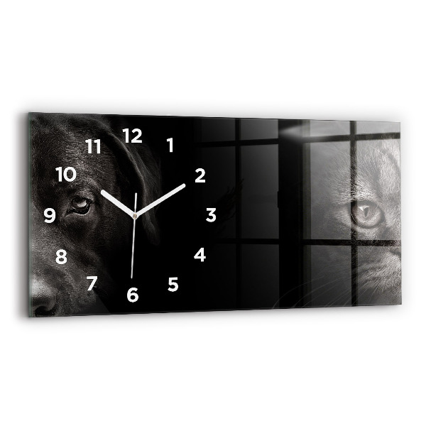 Horizontal wall clock Scottish Fold Dog and Cat