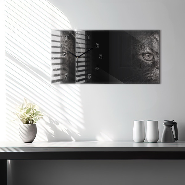 Horizontal wall clock Scottish Fold Dog and Cat