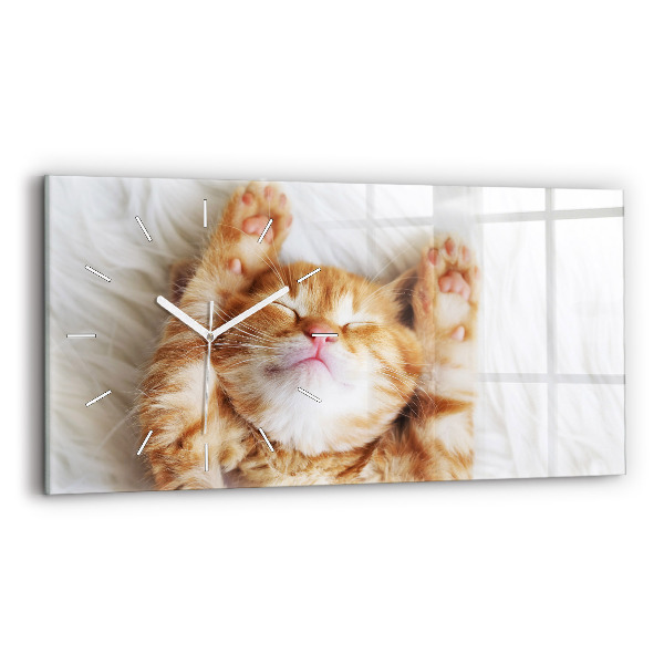 Horizontal wall clock Little Sleeping Kitten