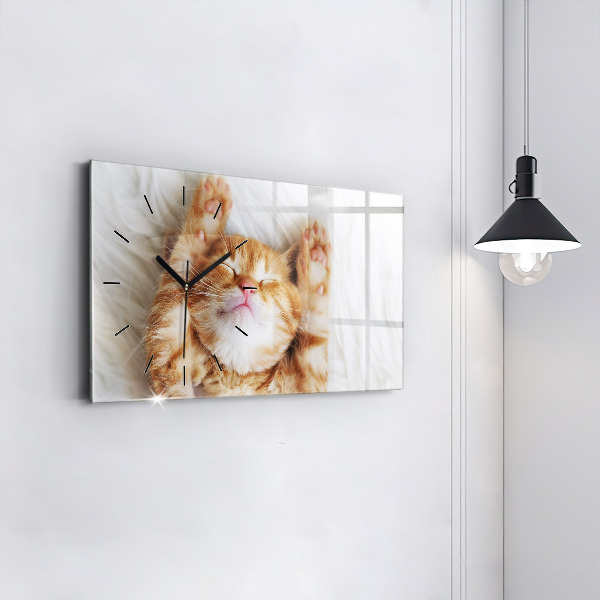Horizontal wall clock Little Sleeping Kitten