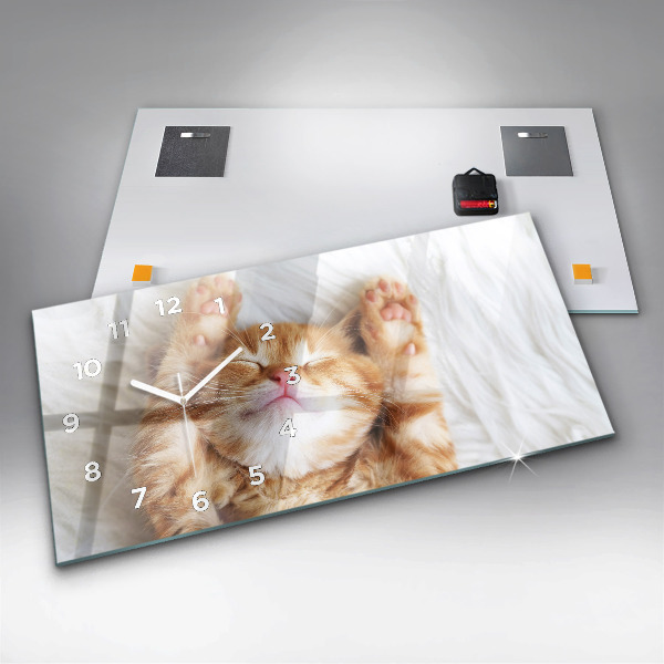 Horizontal wall clock Little Sleeping Kitten
