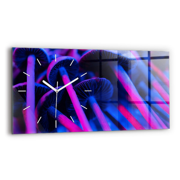 Horizontal wall clock Magic Mushrooms Colorful