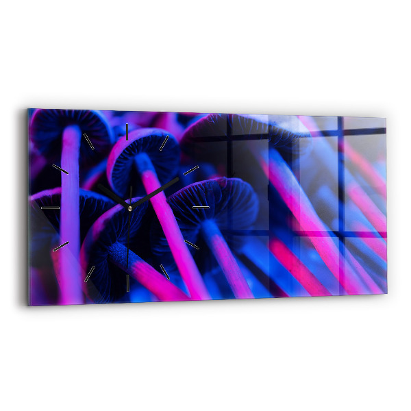 Horizontal wall clock Magic Mushrooms Colorful