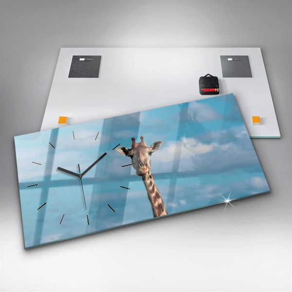 Horizontal wall clock Tall Giraffe Against Sky Background