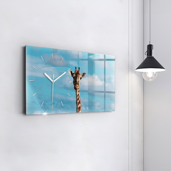 Horizontal wall clock Tall Giraffe Against Sky Background