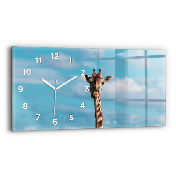 Horizontal wall clock Tall Giraffe Against Sky Background